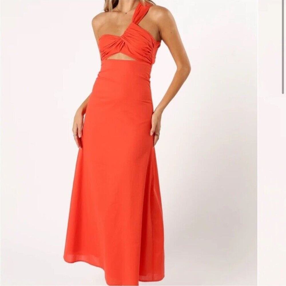 Petal & Pup Orange One-Shoulder Maxi Dress
